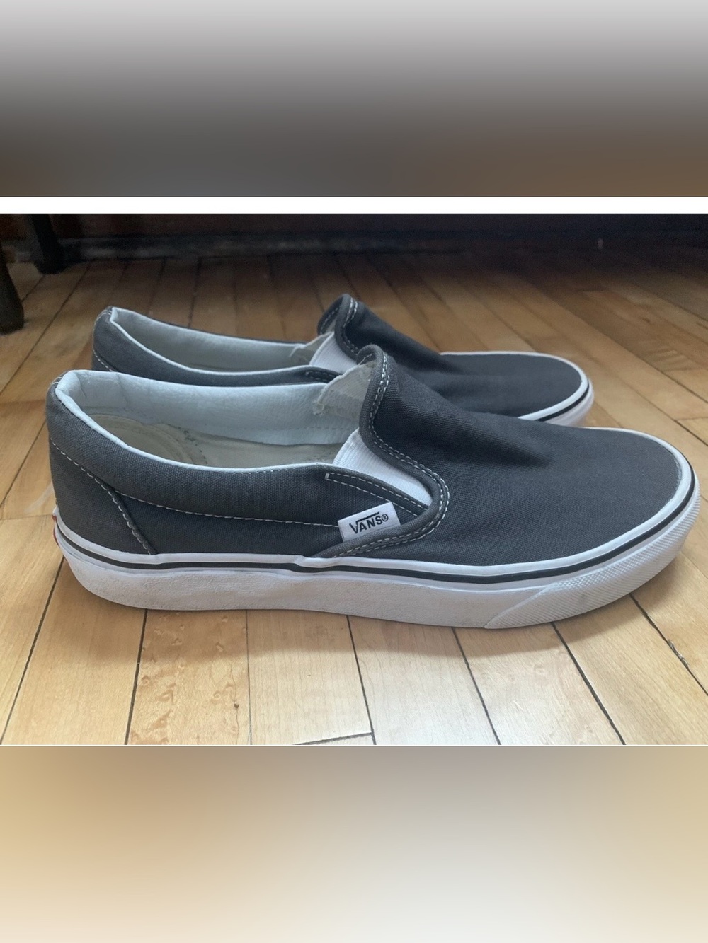 Vans Slip-On Canvas Loafer in Charcoal Black and White